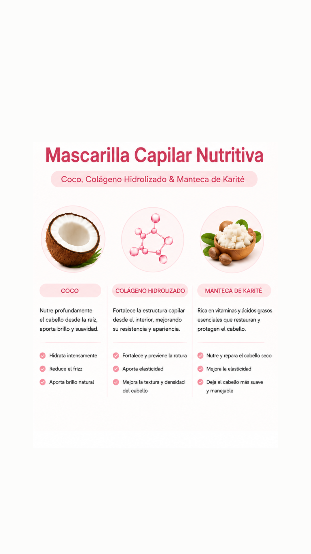 Mascarilla Capilar Coco & Colágeno – Suavidad, Elasticidad y Brillo